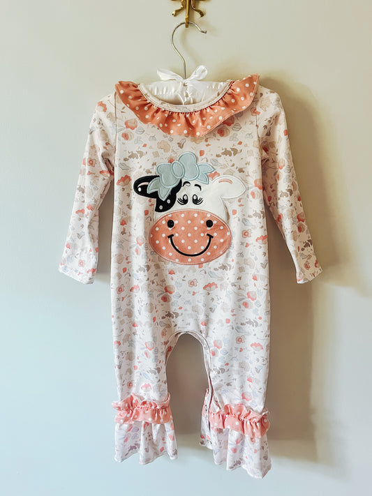 Floral Cow Romper